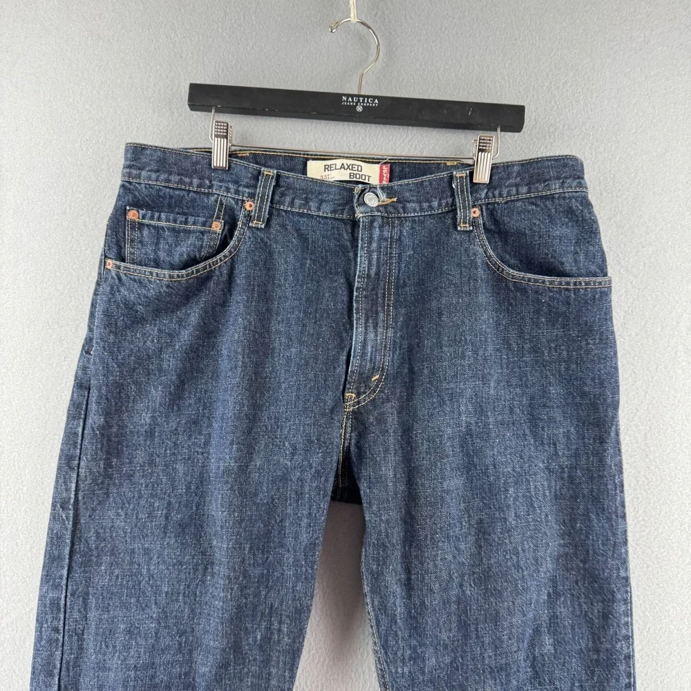 Levis Jeans Mens 38x32 Dark Blue Denim 557 Relaxed Bootcut VTG Y2K